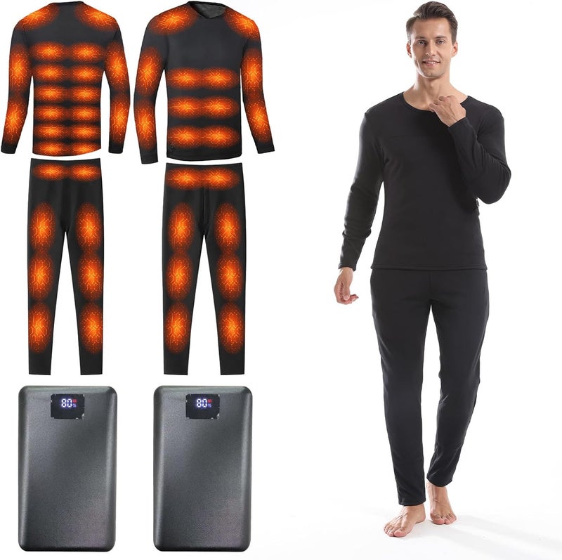 Foern Store Heated Thermals Underwear Set for Men with 2 Quickly-Charging Batteries, Heated long Johns Shirts and Pants - Image 1